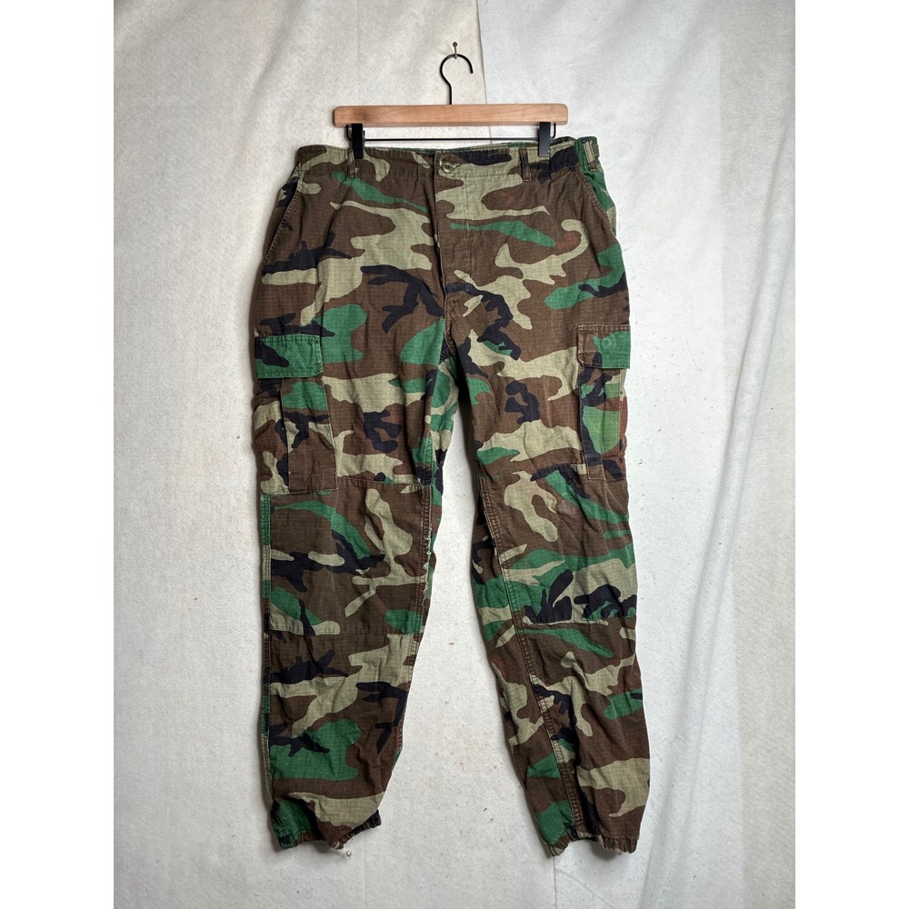 US Military Woodland Camo Cargo Pants Ripstop L Reg 35-39 Waist 8415-01-184-1355